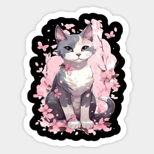 Kawaii cute Cat Cherry Blossom Sticker